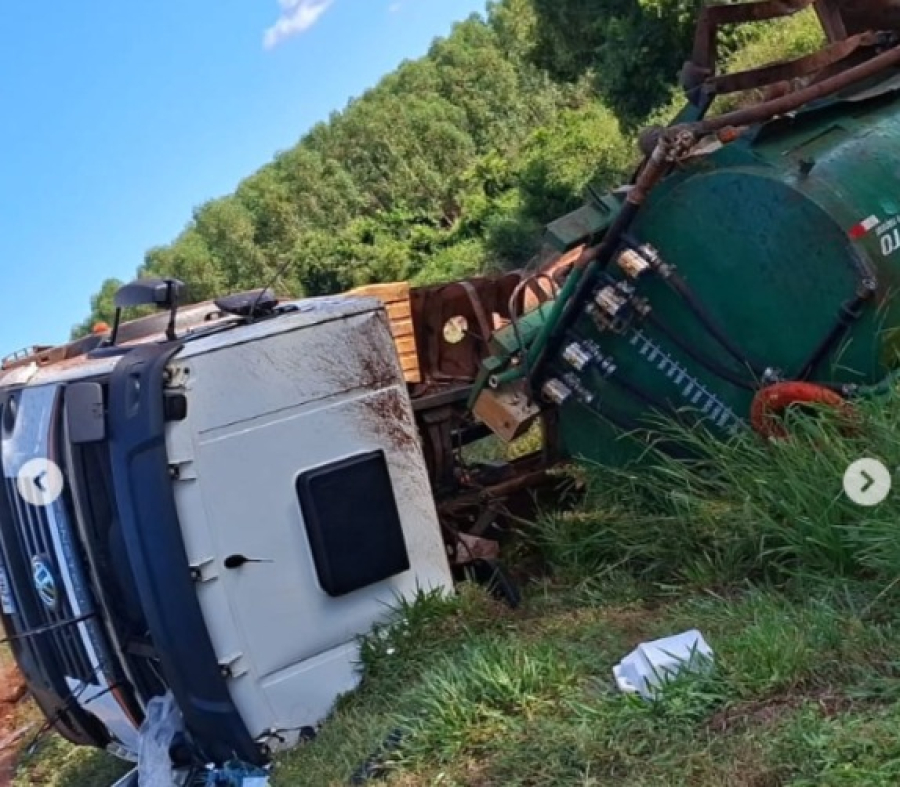 Dois acidentes com caminhões são registrados na MS-112 entre Três Lagoas e Inocência